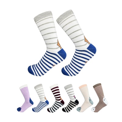 CALCETINES DE MUJER FRANJAS CON MASCOTA |12 UNID1
