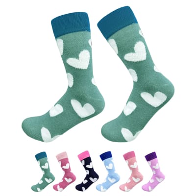 CALCETINES DE MUJER CORTE MEDIO ESTAMPADO CORAZONES SIN REMARRADO  | 12 UNID1