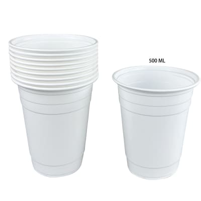VASOS PLASTICO BLANCO 500ML 10PCS | 100 UNID1