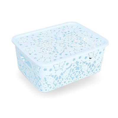 ORGANIZADOR CON TAPA COLOR LISO 17X20X25CM | 12 UNID1