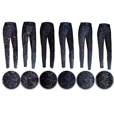 PANTALON DE MUJER DIBUJO SURTIDO NEGRO/AZUL CON CHIPORRO | 12 UNID1