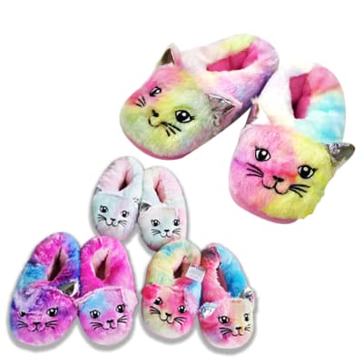 PANTUFLA DE NIÑA GATO COLORIDO TALLA DE LA 30 A 35 | 48 UNID1