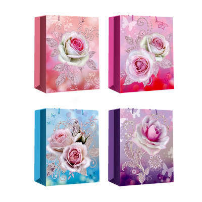 BOLSA DE REGALO ROSAS BRILLANTES 26X10X32CM | 12 UNID1