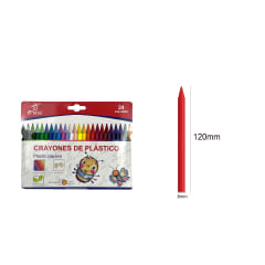 CRAYONES PLASTICOS 24 COLORES  120MM X 8MM | 24 UNID