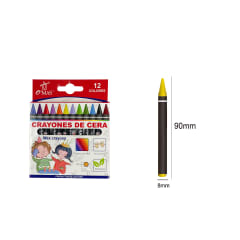 CRAYONES DE CERA 12 COLORES 90X8MM | 24 UNID