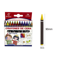 CRAYONES DE CERA 24 COLORES 90X8MM | 24 UNID