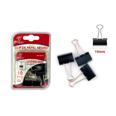 CLIP DE PAPEL NEGRO 19MM 10 PCS