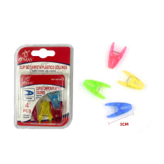 CLIP DE CARPETA PLASTICO COLORES 4 PCS