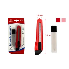 SET CUCHILLO CARTONERO 18MM 5 CUCHILLAS