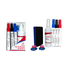 SET DE PLUMONES PARA PIZARRA CON LIMPIADOR