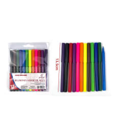 PLUMONES A BASE DE AGUA 12 COLORES 13.5CM | 36 UNID