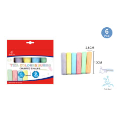 TIZA COLORES JUMBO 2.5X10CM 6PCS