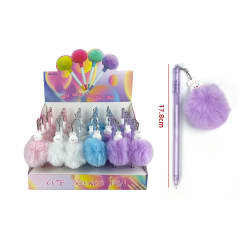 LAPIZ PASTA DISEÑO POMPON CONEJO  17.8CM