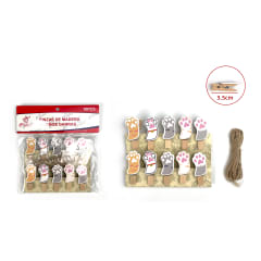 PINZAS DE MADERA CON DISEÑO GARRAS 3.5CM 10PCS