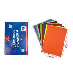 CARTULINA DE COLORES 10 HOJAS 10 COLORES 24.8X34.6CM
