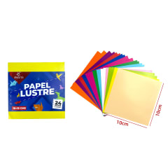 PAPEL LUSTRE 12 COLORES 24 HOJAS 10X10CM