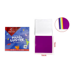 PAPEL LUSTRE 12 COLORES 24 HOJAS 16X16CM