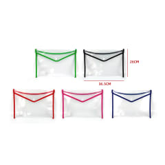 CARPETA SOBRE PLASTICA TRANSPARENTE CON VIVO COLOR 36.5X26CM