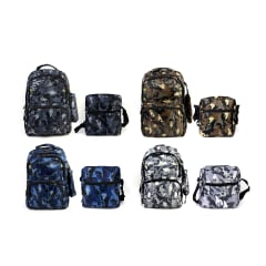 SET MOCHILA Y BOLSO JUVENIL UNISEX MODELOS CAMUFLAJE SURTIDOS