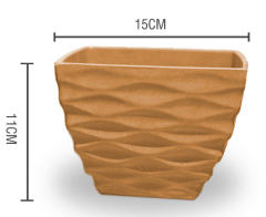 MACETERO PLASTICO TEXTURA PANAL JASPEADO NARANJA 15X11CM | 12 UNID