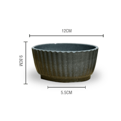 MACETERO PLASTICO TEXTURA LINEAL JASPEADO GRIS OSCURO 12X9.8X5.5CM | 12 UNID