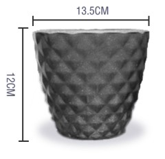 MACETERO PLASTICO TEXTURA PANAL JASPEADO GRIS OSCURO 13.5X12CM | 12 UNID