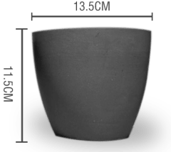 MACETERO PLASTICO CILINDRO LISO GRIS OSCURO 13.5X11.5CM | 12 UNID