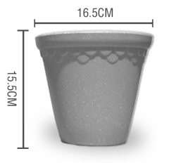 MACETERO PLASTICO JASPEADO GRIS 16.5X15.5CM | 12 UNID