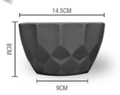 MACETERO PLASTICO TEXTURA LISO NEGRO 14.5X9X8CM | 12 UNID