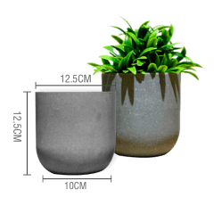 MACETERO PLASTICO CILINDRO LISO GRIS OSCURO JASPEADO 12.5X10X12.5CM | 12 UNID