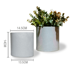 MACETERO PLASTICO CILINDRO GRIS CLARO 23X14.5X13CM | 12 UNID