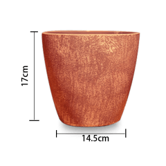 MACETERO PLASTICO CILINDRO JASPEADO NARANJA 17X14.5CM | 12 UNID