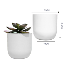 MACETERO PLASTICO CILINDRO BLANCO 12.5X10X12.5CM | 12 UNID