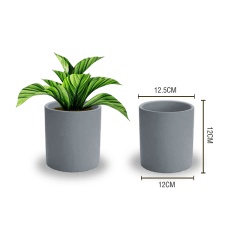 MACETERO PLASTICO CILINDRO LISO GRIS CLARO 12.5X12X12CM | 12 UNID