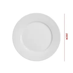 PLATO BLANCO LISO DE CERAMICA 20CM  8IN | 60 UNID