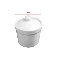 AZUCARERO CON TAPA LISO BLANCO CERAMICA 10CM 4IN | 12UNID