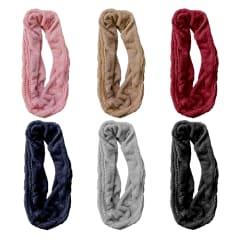 BUFANDA DISEÑO TRENZADO COLOR LISO | 12 UNID