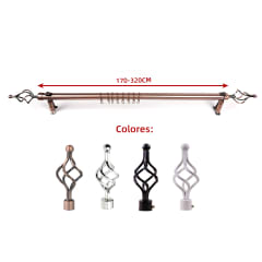 BARRA DE CORTINA SIMPLE EXTENDIBLE 170 CM A 320 CM