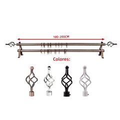 BARRA DE CORTINA DOBLE EXTENDIBLE 100 CM A 200 CM