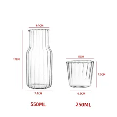 JARRA CON VASO 550ML (VIDRIO ACANALADO)