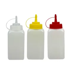 BOTELLA DISPENSADORA  SALSA PLASTICA TRANSPARENTE 600 ML