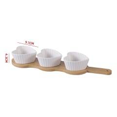 SET 3 BOWLS CORAZON CON BASE DE MADERA 9.1X4.3CM