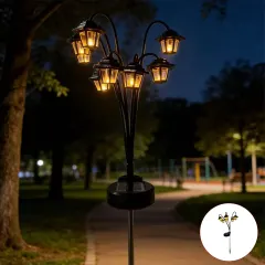 LAMPARA SOLAR MULTI FAROLES JARDIN LED 67CM