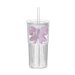 VASO CON BOMBILLA Y LAZO DECORATIVO 650 ML /
