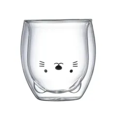 TAZA VIDRIO DOBLE PARED DISEÑO OSO 250 ML