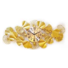 RELOJ DE PARED HOJAS DORADA  | 10 UNID