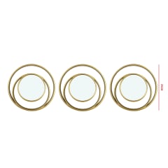 SET ESPEJOS DECORATIVOS CIRCULARES DORADOS PARED 3PCS  25X25CM