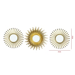 SET ESPEJOS DECORATIVOS  SOL PARED 3PCS 25X25CM