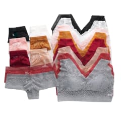 CONJUNTO DE MUJER BRALETTE MANGAS ANCHA Y CALZON DE ENCAJE | 12 UNID