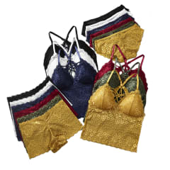 CONJUNTO DE MUJER BRALETTE CON DISEÑO EN ESCOTE Y CALZON DE ENCAJE | 12 UNID